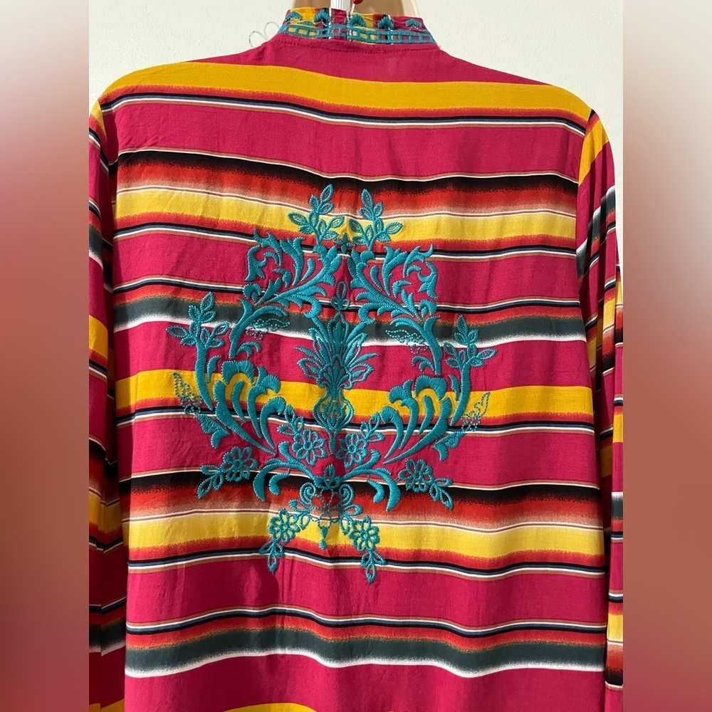 Andree By Unit Open Cardigan Western Boho Embroidery Size Large - Picture 7 of 12